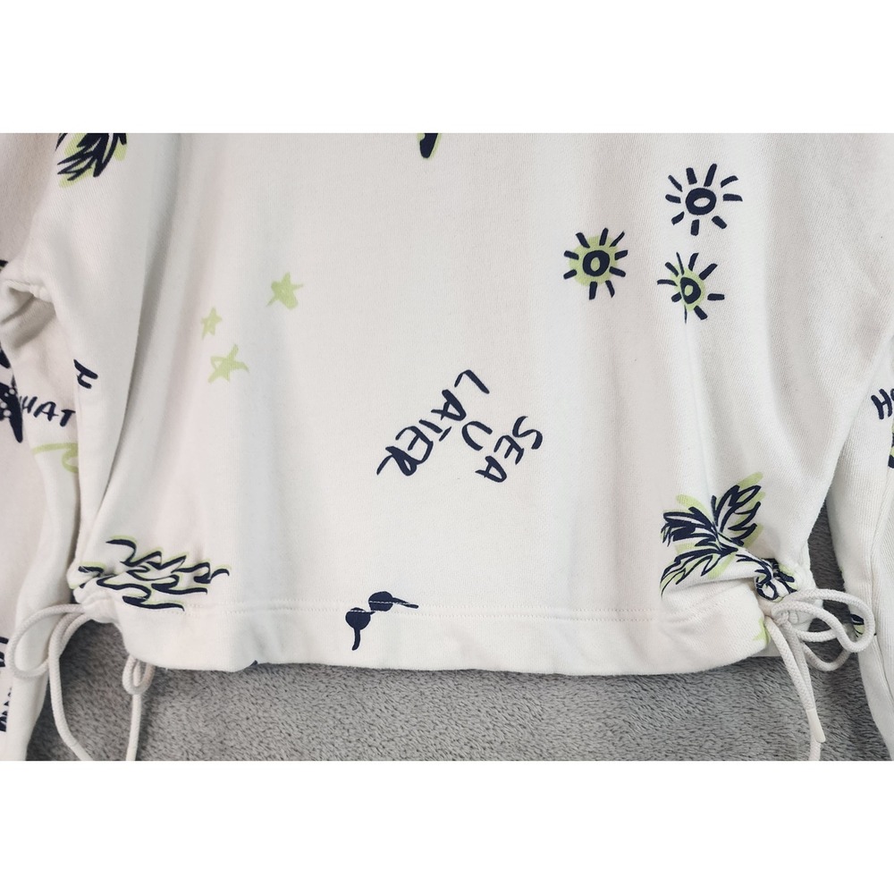 Offline by Aerie Sweatshirt Womens Small  White Graphic Print Drawstring Hem - Picture 7 of 13